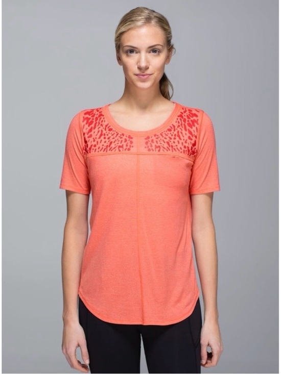 lululemon athletica Tops - Lululemon Run Away Tee Heathered Atomic Red 4